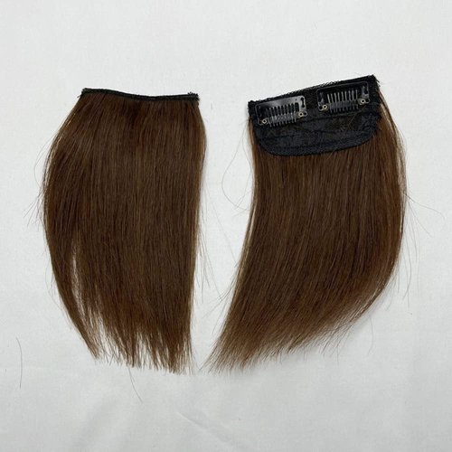 2pcs 100% Human Hair 6 inch Short Thick Hairpieces Adding Extra Hair Volume Clip in Hair Extensions Brazilian Virgin Hair Topper for Thinning Hair Women and Men 2 packs Lot (6 inch, Brown)