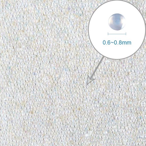 Pandahall 50g Translucence DIY 3D Caviar Nail Art Decoration Mini Micro Glass Beads for Nail Care No Hole Crystal 0.6-0.8mm X-MRMJ-R038-B02