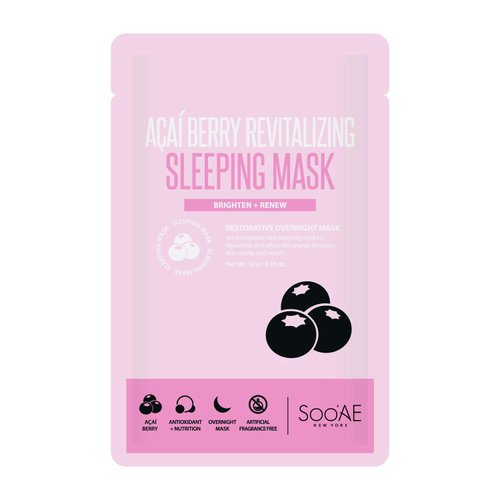 Soo'AE Acai Berry Revitalizing Sleeping Mask Skincare Brightening & Renew [Pack of 5] Overnight Face Mask Leave-in treatment Soothing Face Mask for Dry Skin Korean Beauty masks