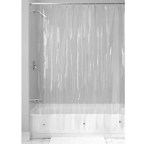 iDesign Water Repellant Plastic Shower Curtain Liner with Magnets for Primary, Kids, Guest Bathroom, 72" x 72", Clear