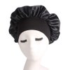 2Pcs Soft Satin Sleeping Cap Salon Hair Bonnet with Elastic Wide Band Comfortable Night Sleep Hat Head Cover Turban for Women Lady Girls Natural Long Curly Hair (Black and Red)