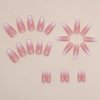 WAFOLOZE Medium Press on Nails, Ombre Pink Nails Press on Square Fake/False Nails with Glitter Powder Press ons Designs Gloss Acrylic Artificial Nails Stick on Nails for Women 24pcs