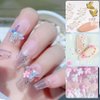Spring Nail Art, 7Boxes Holographic Flower Nail Charms 3D Pink White Flower Bow Gold Butterfly Nail Art Design Manicure DIY Decoration for Acrylic Nails