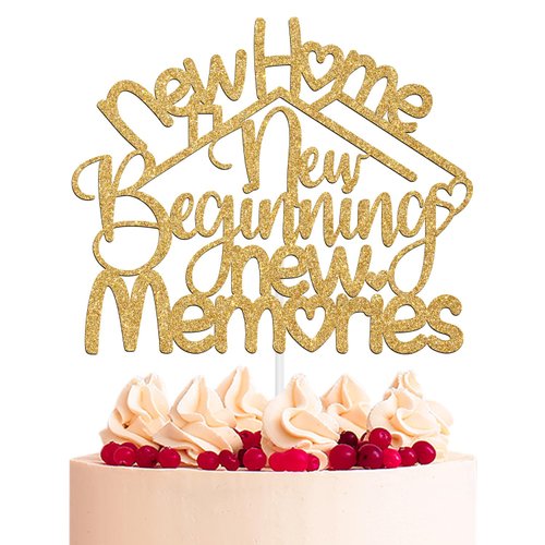 New Home New Beginning New Memories Cake Topper, New Home Gift Ideas, Welcome Home Gifts For Women Men, Realtor Gift, New Home Celebrating Housewarming Party Decorations Supplies
