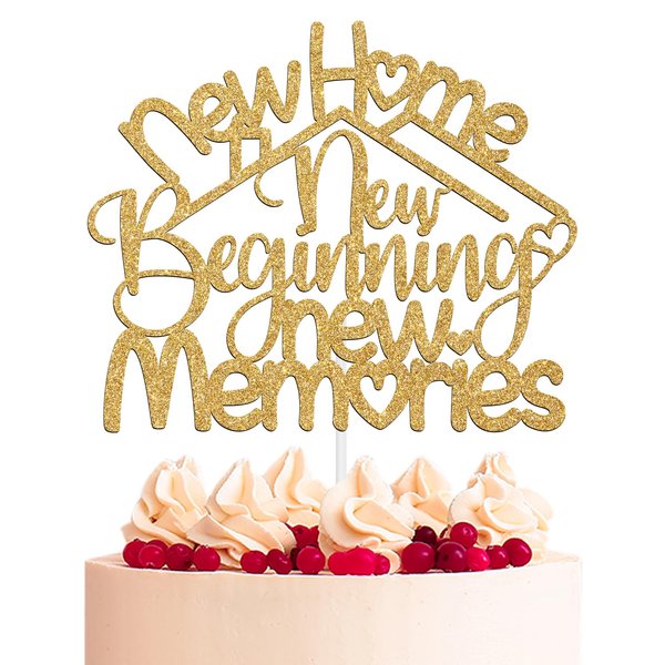 New Home New Beginning New Memories Cake Topper, New Home Gift Ideas, Welcome Home Gifts For Women Men, Realtor Gift, New Home Celebrating Housewarming Party Decorations Supplies