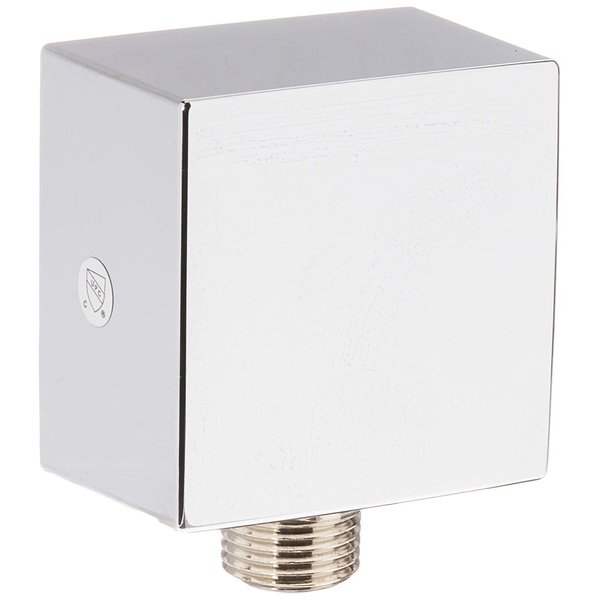 hansgrohe FixFit Handheld Shower Wall Outlet 1/2-inch Thread Connection Square Modern Flush Mount in Chrome, 26455001