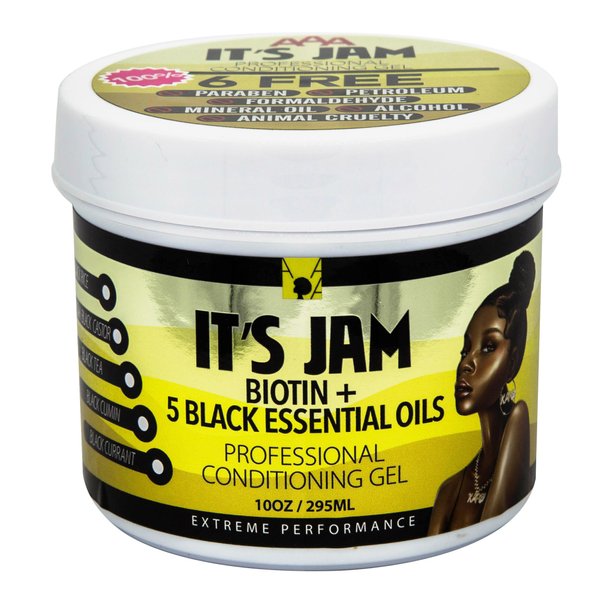 African Anti Aging It's Jam Professional Conditioning Gel With Biotin + 5 Black Essential Oils 10.0 Oz (Pack of 1)