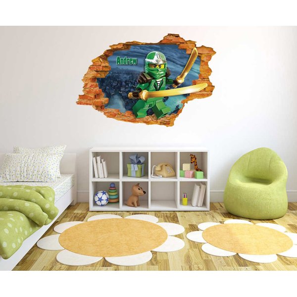 Ninja Custom Name Wall Decal- Personalized Ninja Name Wall Sticker - 3D Wall Effect - Wall Decal for Home Nursery Decoration (Wide 20"x13" Height Inches)