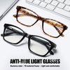 STORYCOAST 2 Pack Blue Light Blocking Glasses for Women/Men, Anti Eyestrain Computer Glasses TR90 Lightweight Filter Blue Ray Eyeglasses (Black + Brown Leopard)