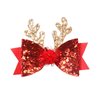Vpsdkag 4 Pcs Christmas Hair Clips Glitter Antler Bow Hair Clips Christmas Bow Christmas Headwear for Girls