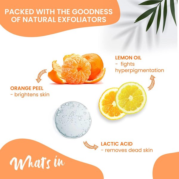 NutriGlow Advanced Organics Vitamin C Lightening Scrub for Exfoliation, Acne Control with Orange Peel Sensitive, Dry, Oily Skin, 3.5Oz