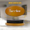 Terrilee Palm Wave Brush for Men 360 -Beech & Medium Hard Boar Bristle Wave Brush - Curved Wave Brush for Men 360 Wave Brush for Black Men - Wave Hair Brush Palm Wave Brush 360 (Light brown)