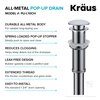 Kraus PU-L10CH Bathroom Pop-Up Drain Assembly for Vessel Sinks Without Overflow, with Extended Thread for Thicker Countertops, 10 3/4 Inch, Chrome