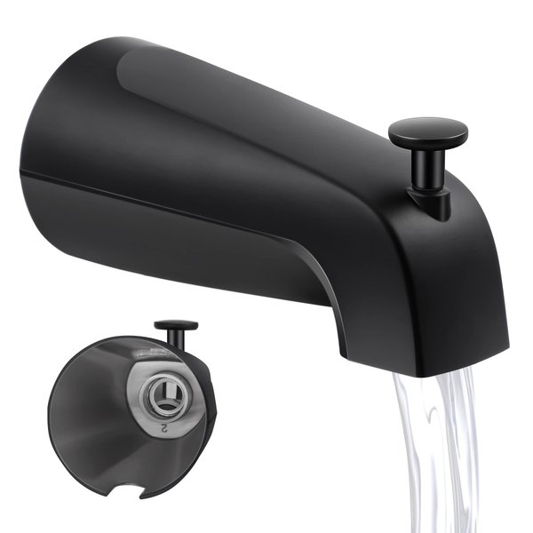 Dreyoo Universal Bathroom Tub Spout Compatible with Westbrass E531D-1F-62, Fits 4 Inch Reach Wall Front Mount Tub Spout with Shower Diverter 1/2'' IPS Inside Thread Bathtub Faucet (Matte Black)