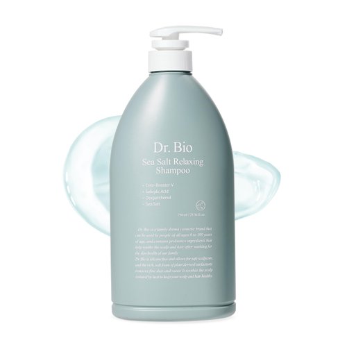 Dr. Bio Sea Salt Relaxing Shampoo (25.36oz/750ml) | Cooling & Soothing with Probiotics | Hydrating, Moisturizing, Thickening | For Sensitive, Itchy Scalp | Vegan, Anti-Hair Loss | Korean Hair Care