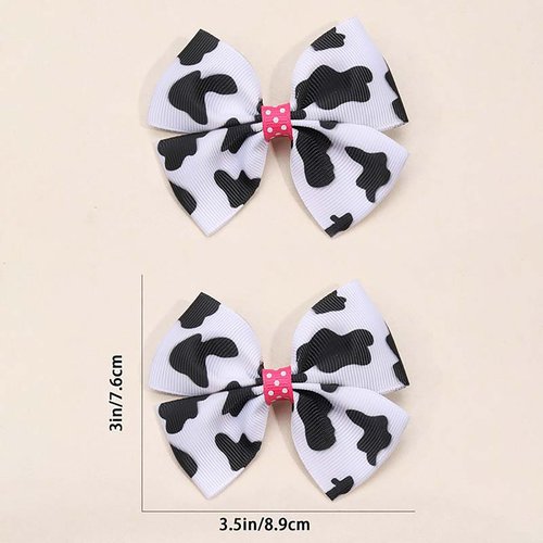 Cow Print Girls Bows for Girls Cute Bow Hair Accessories Black White Hair Clips Hair Barrettes for Girls Hair Cute Bow Clips Bow Hair Clips Hair Decorations 2Pcs