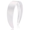 AHONEY White Headband for Women Girls Satin Silk Headband Non Slip 1.57" Wide Plain Head Band Solid Hair Band DIY Halloween Costume Holiday Fasion Hair Accessories Gifts