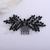Teyglen Crystal Bride Wedding Hair Comb Black Rhinestone Hair Side Comb Crystal Hair Piece Bridal Hair Accessories Flower Headpiece for Women Girls (Black 2)