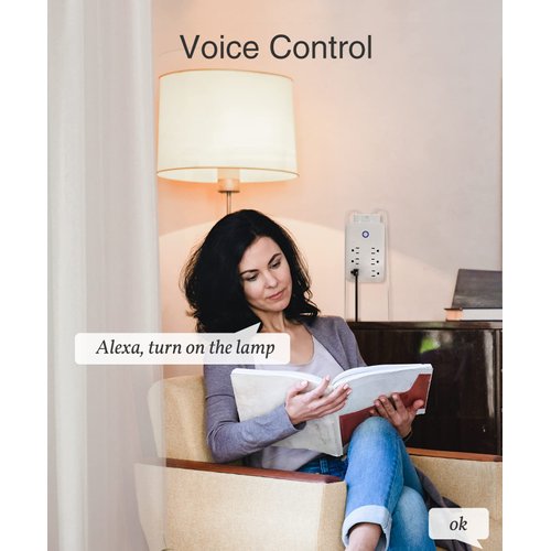 GHome Smart Plug Outlet Extender, Surge Protector with 3 Individually Controlled Smart Outlets and 3 Smart USB Ports, Works with Alexa Google Home, Wall Adapter Plug for APP Control,15A/1800W