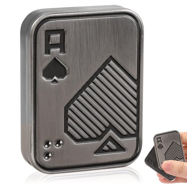 JUDIXY Fidget Slider, Metal Poker Push Card, Fidget Clicker, Fidget Toys for Adults Teens, Relieve Stress Anxiety ADHD, Gift for Boyfriend, Husband and Father (Sliver A)
