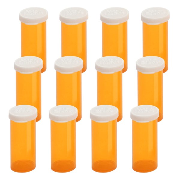 Empty Plastic Pill Bottles with Easy Open Snap Caps (Not Child Resistant), Prescription Medication Vials, Clear Containers, PillCases Dispenser Organizers (20 Dram, 12pcs)