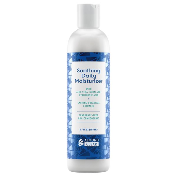 Almond Clear Soothing Daily Moisturizer | Lightweight hydration for acne-prone skin | Squalane, aloe vera, hyaluronic acid, botanical extracts.