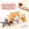 Muiteiur 4 Piece Cats Stuffed Animals, 15.7 inch Mom Plush Cat with 3 Kittens Stuffed in Zipper Pouch, Cute Yellow Mom and Baby Stuffed Cats for Kids Girls Boys Gift for Valentines Birthday
