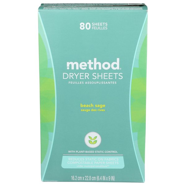 Method Dryer Sheets, Beach Sage, 80 Count