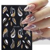 5 Sheets French Nail Art Stickers Decal Stripe Line Wave Nail Decals Gold White Glitter French Line Combination Nail Design Decorations 3D Self-Adhesive Nail Art Supplies for Women DIY Nail Design