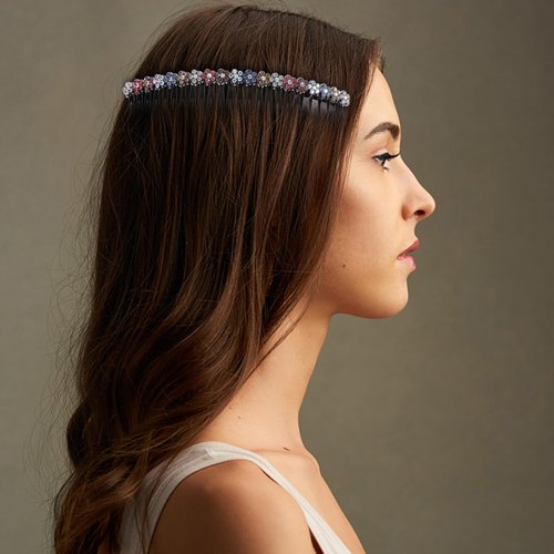 12PCS Hair Side Combs Sparkly Rhinestone Hair Comb Clips 24 Teeth Flower Vintage Hair Clip French Style Hairclips Hair Accessoires for Women and Girls with 6 Colors