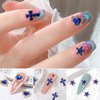 editTime Metal Alloy Nail Charms Rhinestones Kit 3D Gold Silver Stars Butterfly Heart Rose Flower Nail Gems Shiny Crystal Rhinestones Diamonds Jewelry (blue-30)