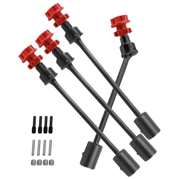 Rcarmumb RC Driveshafts CVD Axles Upgrades Part for E-Revo 2.0 VXL 86086-4 1/10 RC Car，Steel #45 Front Rear 4PCS Drive Shafts with Wheel Hex Hub Hops Up,Red