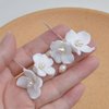 Handmade Ceramic Wedding Hair Pins Set and Pearl Floral Earrings for Brides, Bridesmaids, Women, Bridal Hair Accessories and Drop Earrings Set