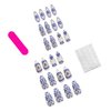 24 PCS Almond Press on Nails Short Fake Nails Blue Flower Gold Glitters Almond Nails Press on Acrylic Full Cover Summer Glue on Nails French Tip False Nails Stick on Nails for Women Gel Fake Nails Kit