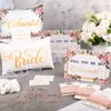 63 Pcs Bridesmaid Proposal Gifts Bulk Maid of Honor Gifts Matron of Honor Gifts Brides Bridesmaid Cosmetic Makeup Bag Hair Knotted Bracelets Invitation Cards for Wedding Bachelorette (Rose and Leaves)