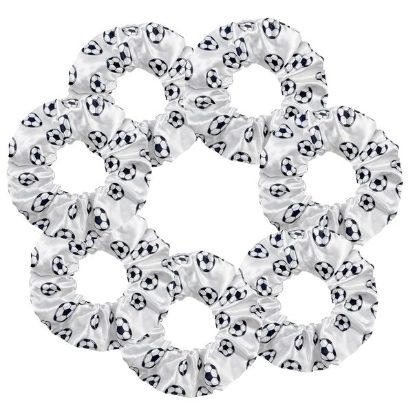 7 Pcs Shiny Soccer Hair Scrunchies Cheer Soccer Uniforms Scrunchie School Performance/Sports/Practice/Party/Gymnastics Scrunchie Ponytail Holder Wrist for Girls Cosplay Show (White)