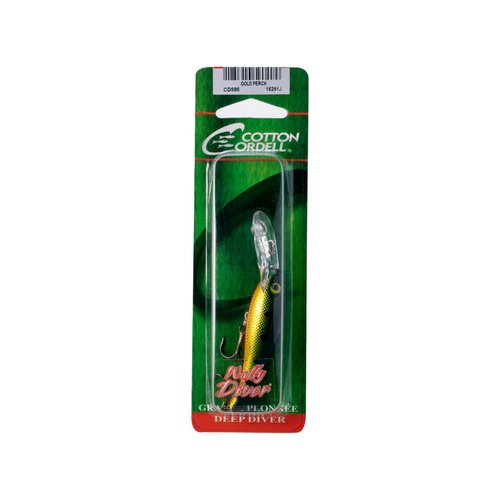 Cotton Cordell Wally Diver Walleye Crankbait Fishing Lure, Accessories for Freshwater Fishing, 2 1/2", 1/4 oz, Gold Perch