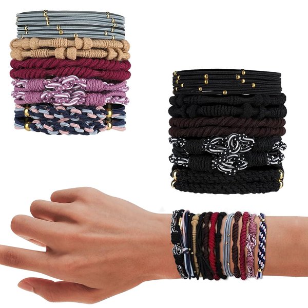 20 Pcs Boho Hair Tie Bracelets 10 colors Elastic Hair Ties, Neutral Hair Bands No Damage Hair Ties for Ponytail Holders, Hair Ties for Thick and Thin Hair, Prevents Hair Breakage