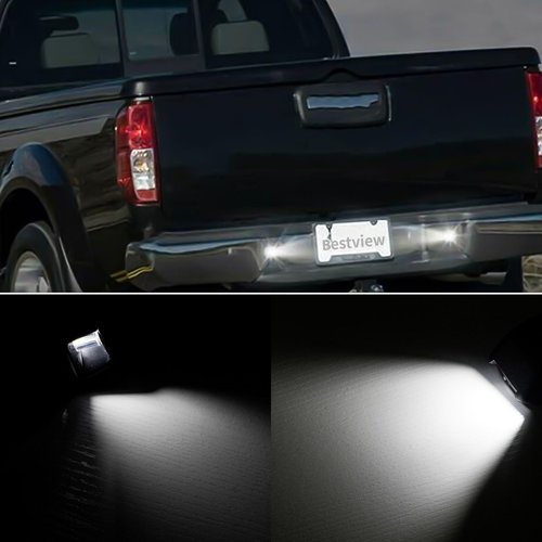Bestview License Plate Lights,Led Rear Bumper Tag Lamp with Housing Cover White Bulbs Assembly Replacement for Nissan Frontier Armada Titan Xterra, Suzuki Equator Pickup Truck,Pack of 2
