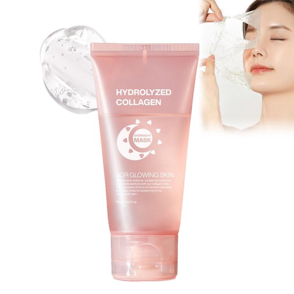 Collagen Overnight Wrapping Peel Off Facial Mask, Deep Collagen Anti Wrinkle Lifting Mask Night Wrapping Mask, Elasticity & Hydration Care, Reduces Sagging & Dullness for Radiant Skin