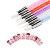 TAORANJU Nail Art Acrylic Pen Brushes, 5 Pcs Rhinestone Nail Art Brushes Dual Tipped Silicone Nail Art Sculpture Pens Nail Polish Brushes for 3D Effect Shaping Drawing Dotting Tools