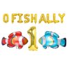 KUNGOON Fishing First Birthday Balloons Decorations,Ofishally one Birthday Decoration,1st Birthday Fisherman Party Supplies.