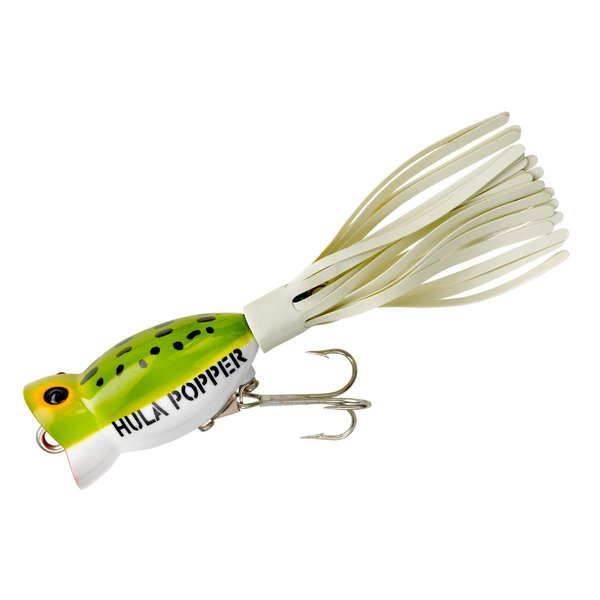Arbogast Hula Popper Topwater Fishing Lure, Frog White Belly, G750 (2 1/4 in, 5/8 oz)