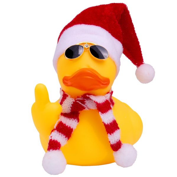 CoFuBcad Christmas 3.15" Fun Rubber Duck Car Dashboard Decorations Yellow Duck Car Ornaments with Christmas Hat Scarf Sunglasses for Car Home for Office Accessories