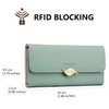 Roulens Wallet for Women RFID Blocking PU Leather Leaf Pendant Card Holder Phone Checkbook Organizer Zipper Coin Purse