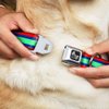 Dog Collar Seatbelt Buckle Stripes Red Blue Green 18 to 32 Inches 1.5 Inch Wide