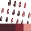 IMRAIN Fall Press on Nails Medium Almond Fake Nails Brown Glossy Glue on Acrylic Nails Full Cover Amber-Brown Artificial Fall Stick on Nails Gel False Nails for Women 24Pcs