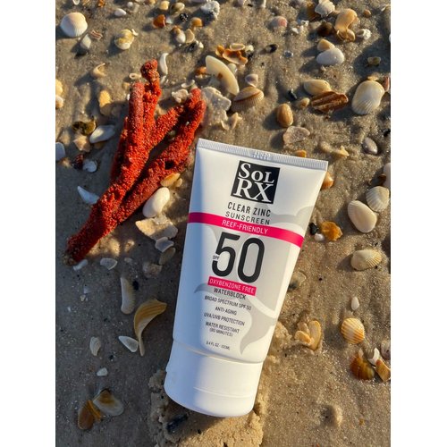 SolRX MINERAL+ SPF 50 Sunscreen - Zinc Oxide Sunscreen, Water Resistant Sunscreen, Reef Safe Sunscreen, Broad Spectrum Sunscreen for Face and Body