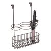 mDesign Steel Over Cabinet Door Hair Care, Hot Styling Tool Organizer Storage Basket for Hair Dryer, Flat Irons, Curling Wands, Straighteners, Space Saving, 3 Sections, Concerto Collection, Bronze