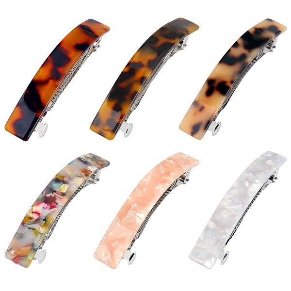 6 Pcs Tortoise Shell Hair Barrettes,Stocking Stuffers for Women Acetate French Design Hair Clips for Girls Mom (2)